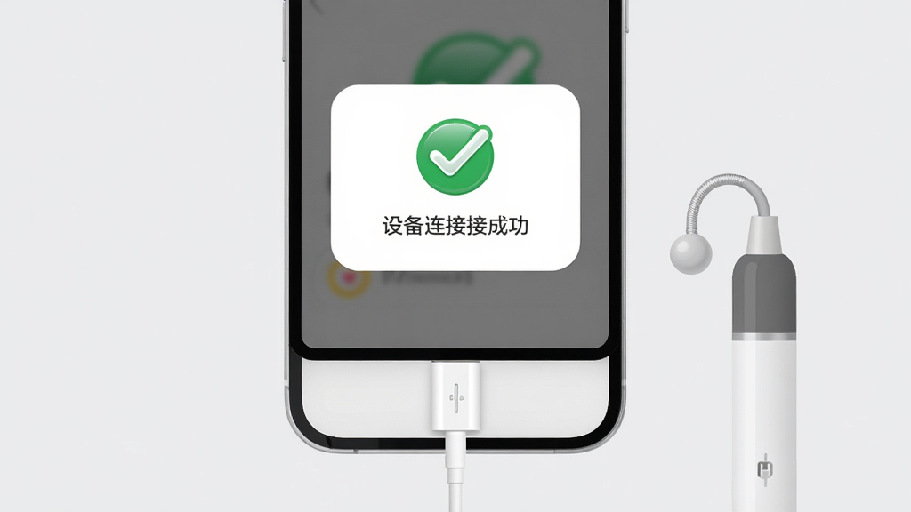 Aisee plus �豸���ӽ���ʾ��ͼ����������Ϊ�ֻ���Ļ��ʾ�豸���ӳɹ���������������һ����ɫ�ĶԹ�ͼ�����豸�������֣��ֻ��·�������һ����ɫ�����ߣ���������һ�����ӿ��Ӳɶ���������Ϊǳ��ɫ���������岼�ִ�ֱ���У����Ϊ��ƽ������չʾ��ϸ�ڰ�������Բ�ǡ��Թ��߹⡢�߲��ʸУ������������ɾ����޶���Ԫ��