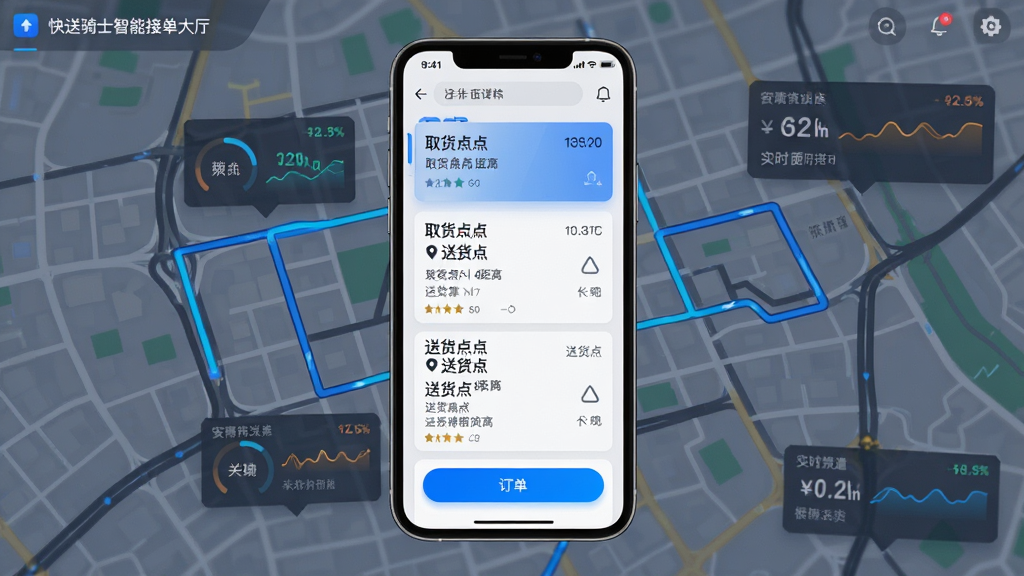 ������ʿ���ܽӵ��������棬��������Ϊ�ֻ���Ļչʾ�����б���ÿ��������Ƭ������עȡ�������ͻ�����룬����Ϊ���е�ͼ·�ߣ����Ϊ�Ƽ���UI��ƣ�ϸ�ڰ�����ɫ������ť��ʵʱ����ˢ�¶��������ʸ��壬�ɾ����޶���Ԫ��
