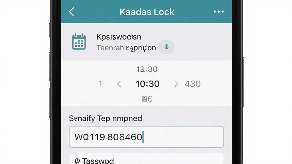 һ��չʾKaadas Lock��ʱ�������ɽ�����ֻ���ͼ������Ϊ�ֻ���Ļ����Ļ����ʾ��������ҳ�棬����������Ч������ѡ��������ɵ���ʱ�����б�������Ϊ�������У��Ű����룬���Ϊ��Լ���£�ϸ�ڰ�������ͼ�ꡢʱ��ѡ�����������ı��򣬻��ʸ��壬�ɾ����޶���Ԫ��