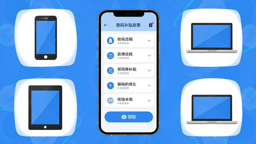 �������벹��Ӧ��������չʾ������������һ�������ֻ�����Ļ��ʾ���벹�������б�����ȡ��ť����Χ�����ֻ���ƽ�塢�ʼǱ����Ե������Ʒͼ�꣬��ɫ�Ͱ�ɫΪ��ɫ������ƽ����Ʒ�񣬸ɾ��������޶���Ԫ�أ����廭��