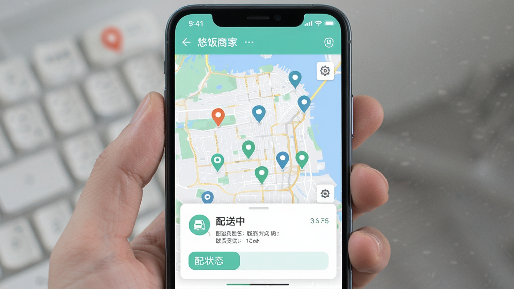 �ֻ���Ļչʾ�Ʒ��̼Ҷ����͸��ٵ�ͼҳ�棬��ͼ���ж����ǵ��ʾ����λ�ã��ײ����������������鿨Ƭ����ʾ����Ա��������ϵ��ʽ�뵱ǰ״̬�������С�����ͼ����࣬��ɫ��ˬ�����沼�ֺ�������������