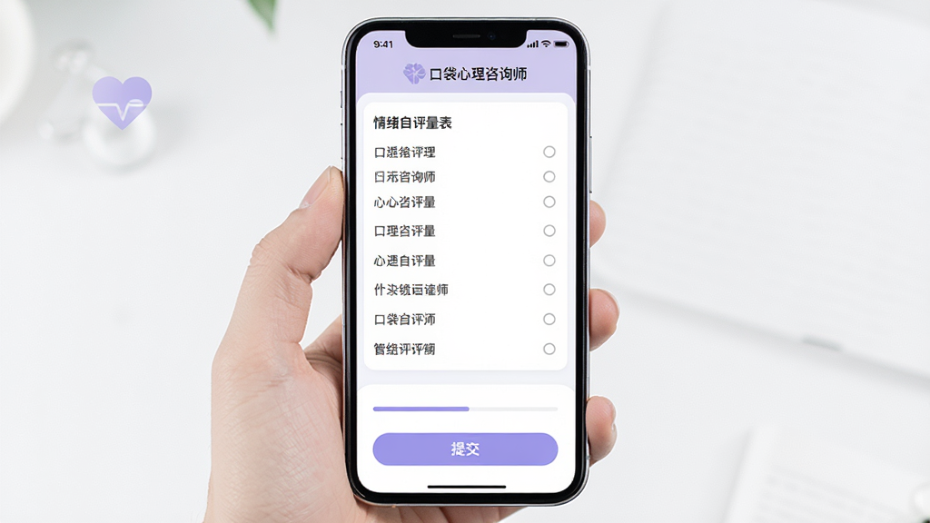 һ��չʾ���ڴ�������ѯʦ��APP��������ҳ���ͼƬ���ֻ���Ļ����ʾһ������������������Ŀ��ѡ���������룬�·��н��������ύ��ť�����������µ��ţ��Ե���ɫ�Ͱ�ɫΪ���������д��С��ڴ�������ѯʦ�����ֱ�ʶ�����ּ�����ˣ��߻��ʣ��ɾ��޶���Ԫ�ء�