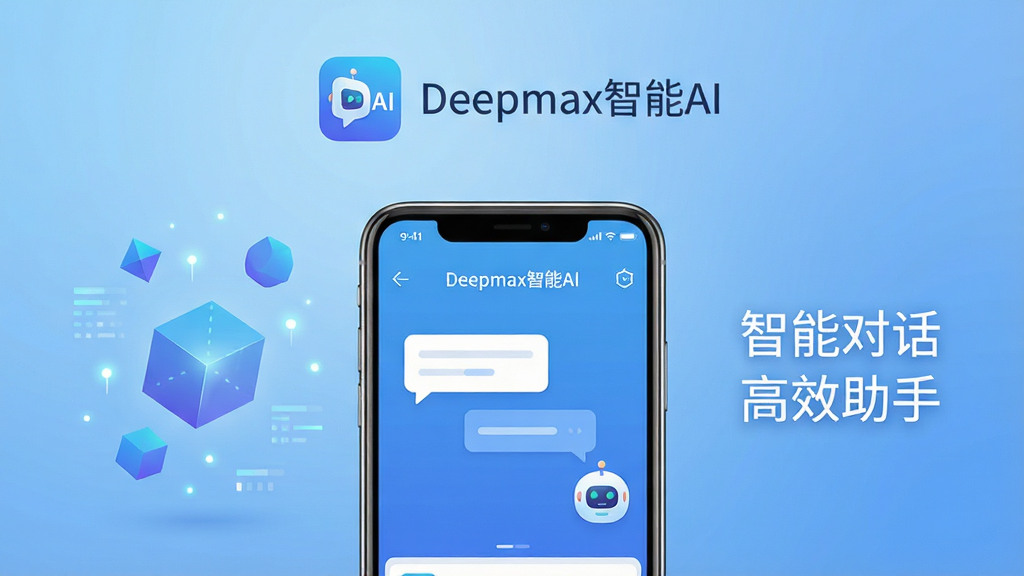 �����������һ�������ֻ����ֻ���Ļ����ʾ��Deepmax����AI��Ӧ�������棬��������Ի���������������ͼ�꣬����Ϊ����ɫ����Ƽ�������Ư������ͼ�������ݹ�㣬�Ҳ��м������֡����ܶԻ� ��Ч���֡������岼�ֲ������½ṹ���Ϸ�Ϊ������ʶ���·�Ϊ�ֻ�չʾ������ִ���Լ��ϸ�����������ʸɾ����޶���Ԫ��