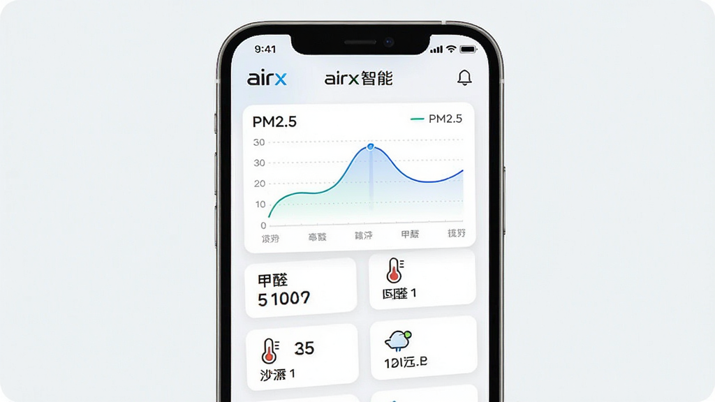 һ��չʾairx����app�����������ҳ����ֻ�����ͼ������Ϊ�ֻ���Ļ��ʾ�������������������ߺ���ֵ��Ƭ������Ϊ���½ṹ�����Ϊ�ִ���Լ�Ƽ��磬ϸ�ڰ���PM2.5����ͼ����ȩ��ֵ����ʪ��ͼ�꣬���ʸ���ɾ��޶���Ԫ�أ�ͼƬ�����ֱ�ע
