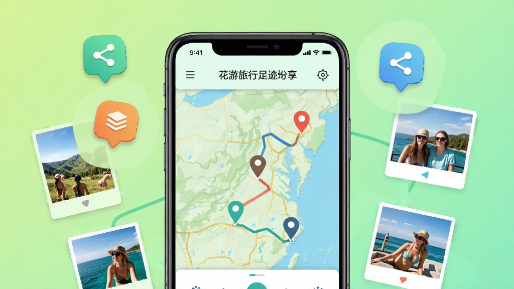 ���������㼣��ͼ�������棬�������ֻ���Ļ��ʾһ�Ŵ���·�߱�ǵĵ�ͼ����Χ���Ʒ���ͼ����������Ƭ����ͼ������Ϊǳ��ɫ���䣬������죬����������ϸ�ڷḻ�����ʸɾ�������