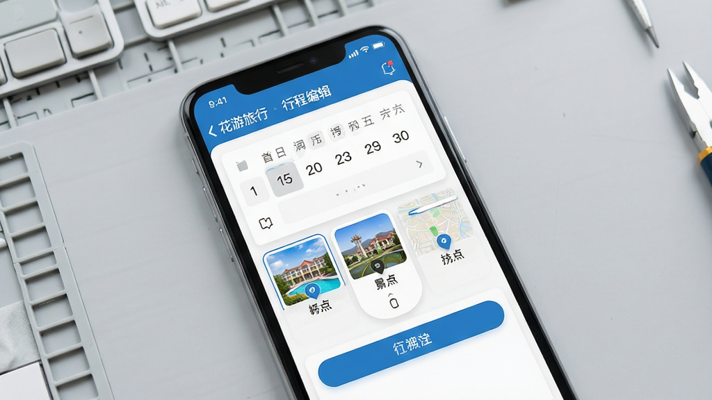���������ƶ��˲������棬����չʾ�ֻ���Ļ���г̱༭ҳ�棬������ѡ�񡢾�����ק����Ƚ���Ԫ�أ�����Ϊǳ��ɫ����̨��񣬲���������ϸ�ڸɾ�����������