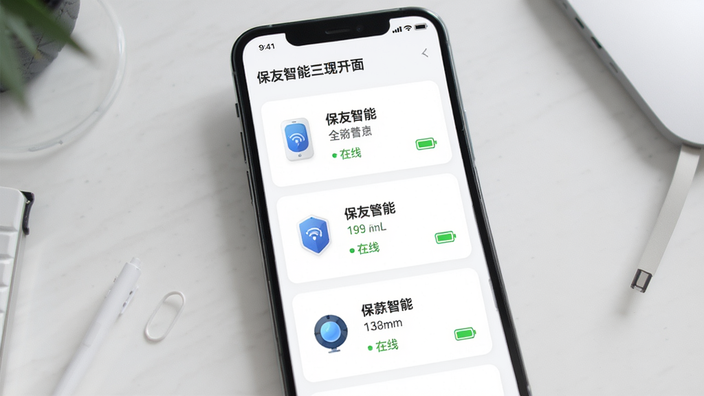 ����չʾ���������ܡ�APP���豸�������棬�ֻ���Ļ������̨��ͬ�豸�Ŀ�Ƭʽ�б�������Ϊ�������У��Ű����������Ϊ��Լ����ϸ�ڰ����豸���ơ�����״̬�͵���ͼ�꣬���ʸ��壬�ɾ����޶���Ԫ��