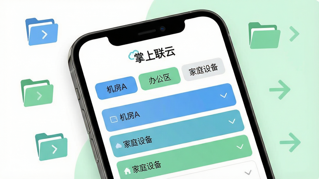 һ��չʾ�������ƶ��豸����������ܵĽ���ͼ���ֻ���Ļ�ڳ��ַ����ǩҳ���۵�ʽ�豸�б�����ǩ��д�С�����A�����칫��������ͥ�豸���ȷ������ƣ���Ļ�����С��������ơ���ʶ����Χ�����ļ���ͼ��ͷ����ͷԪ�أ�����Ϊ��ɫ��ǳ��ɫ���䣬������¼�࣬���ֲ�η�����ϸ�����������ʸɾ�����