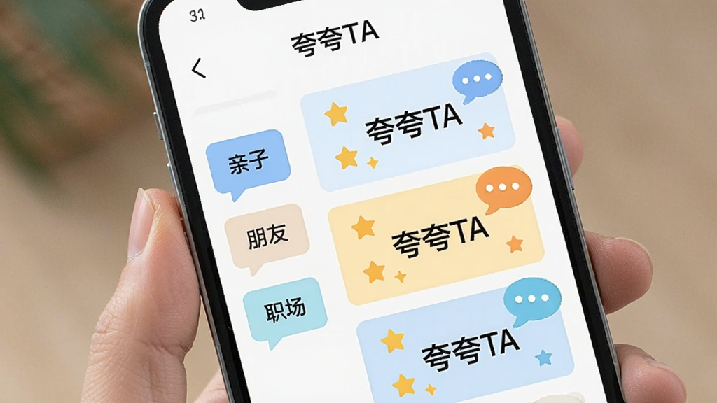 �ֻ���Ļչʾ�����TA������������棬���Ϊ������ǩ�����������ӡ������ѡ���ְ�������Ҳ�Ϊ������Ƭ�б�����Ƭ���С����TA����������Χ��׺���ǺͶԻ����ݣ�����Լ���죬�����������ɾ�������Ԫ��