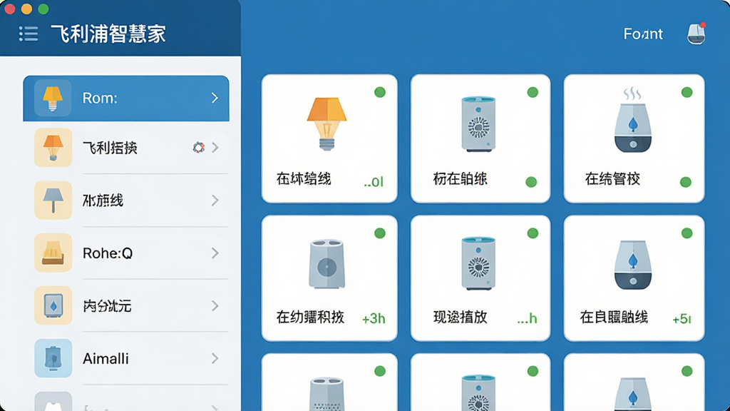 ����Ϊһ�����ܼҾ��豸���������ͼ���廭����������Ϊ���������ǻۼҡ�Ӧ����ҳ������Ϊ��෿���б����Ҳ��豸��Ƭ�����Ű����룻���Ϊ��ˬ��ƽUI���ϸ�ڰ����ƾߡ�����������ʪ��ͼ��������״̬СԲ�㣻���������ɾ����޶���Ԫ��
