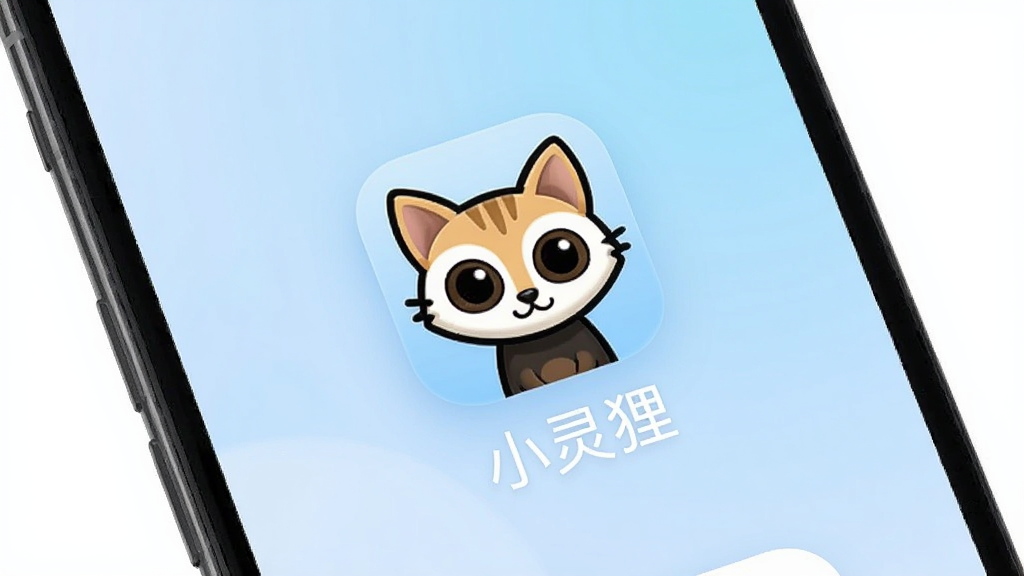 一张展示小灵狸软件主界面的手机屏幕截图,画面中央是小灵狸App的图标和名称“小灵狸”,手机界面简洁明亮,背景为柔和的浅蓝色渐变,图标采用圆角设计,整体风格清新现代,画质清晰干净,无多余元素