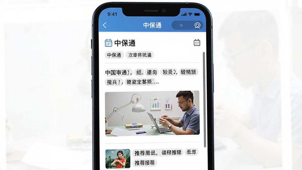 主体为手机屏幕上的资讯阅读页,标题下方为正文段落与配图;布局为顶部栏、内容区、底部推荐列表;排版疏朗,字号适中;风格为简约阅读风;细节包含“中保通”栏目名、日历图标、标签文字、滚动条;画质清晰干净,无多余元素