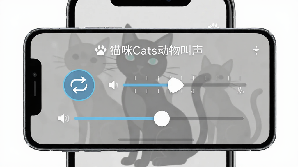 �ֻ�������ʾ��è��Cats������������ſ�����壬����Ϊ�ֻ����С����Ŵ�չʾ���Ű�ͻ��ѭ����ť�붨ʱ���飬���Ϊ��ƽ���Ƽ��磬ϸ�ڰ���ѭ����ͷͼ�ꡢʱ��̶ȡ���������è���Ӱ���������ʸ��壬�ɾ����޶���Ԫ��
