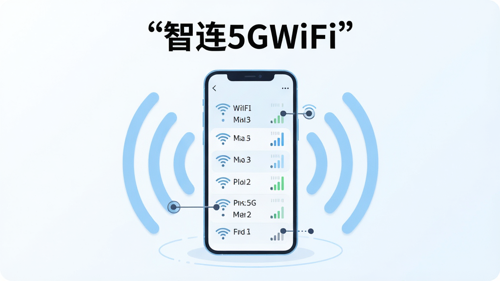 �����������һ�������ֻ����ֻ���Ļ��ʾWiFi�ź�ɨ����棬�������ж���������������б����ź�ǿ��ͼ�꣬�ֻ���Χ�����ŵ���ɫ�������źŲ���ͼ�Σ�����Ϊ�ɾ���ǳɫ���䣬������ñ�ƽ���Ƽ��廭��񣬲��ּ����У�ϸ�ڴ������ź�ͼ��������ڵ����ߣ����������������ɾ��޶���Ԫ�أ�ͼƬ�Ϸ������ű�ע����
