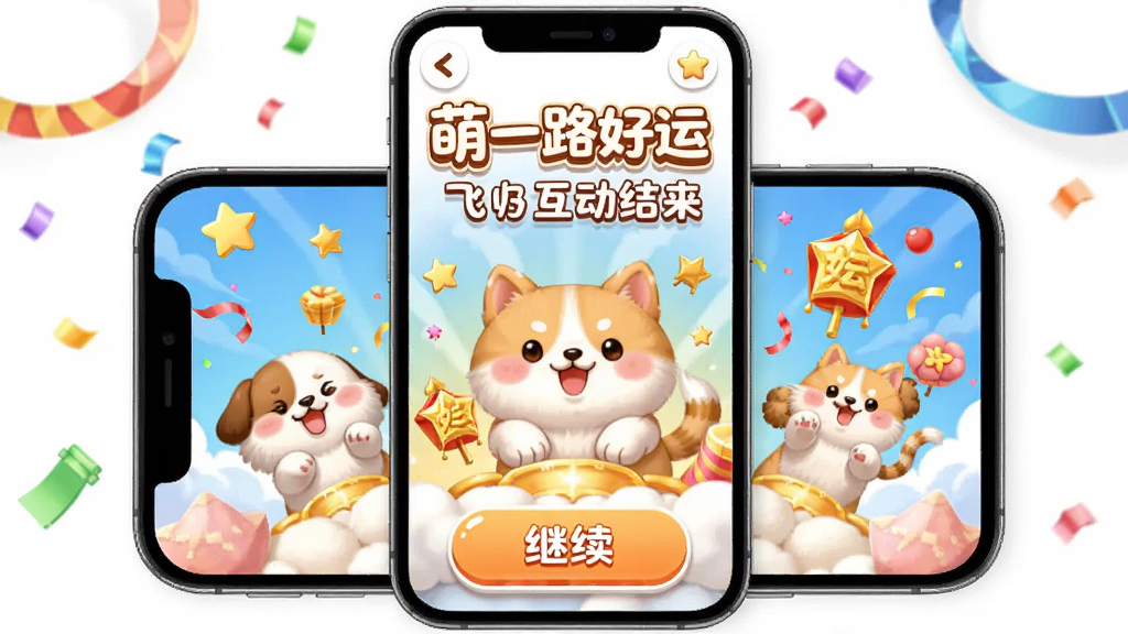 ����Ϊ������һ·��������Ȥζ�������棬����Ϊ�ֻ���Ļչʾ�������ҳ�棬��Ļ�ڳ����ȳ�������������⶯��Ч�����Ű�Ϊ�Ϸ������ʾ�������·�������ť�����Ϊ���ÿ�ͨ�磬ϸ�ڰ����ʴ�װ�Ρ�Բ��ͼ�ꡢ����ɫ�ʴ��䣬���������ɾ��޶���Ԫ��