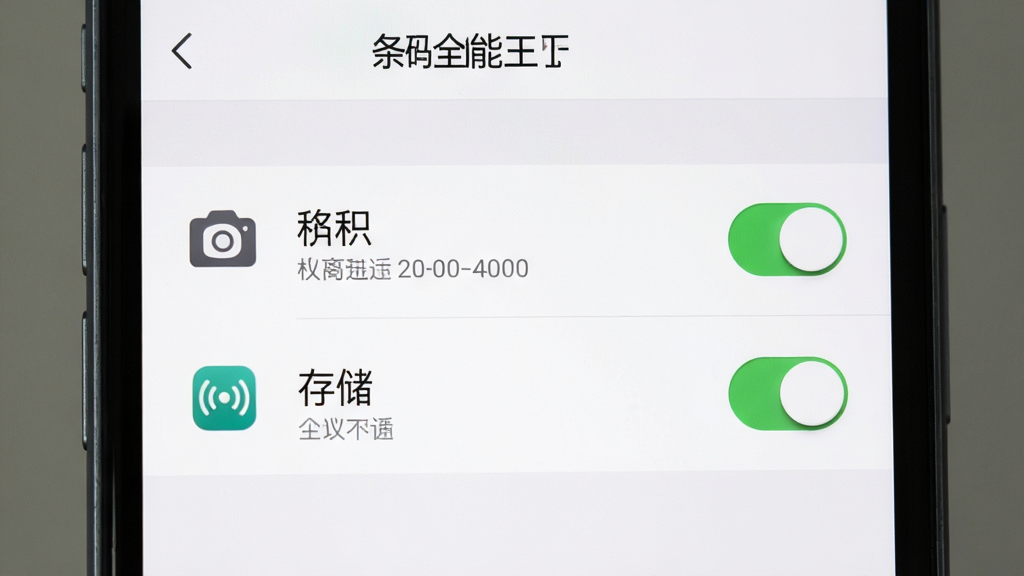 一张手机应用权限设置界面示意图,画面主体为手机屏幕显示