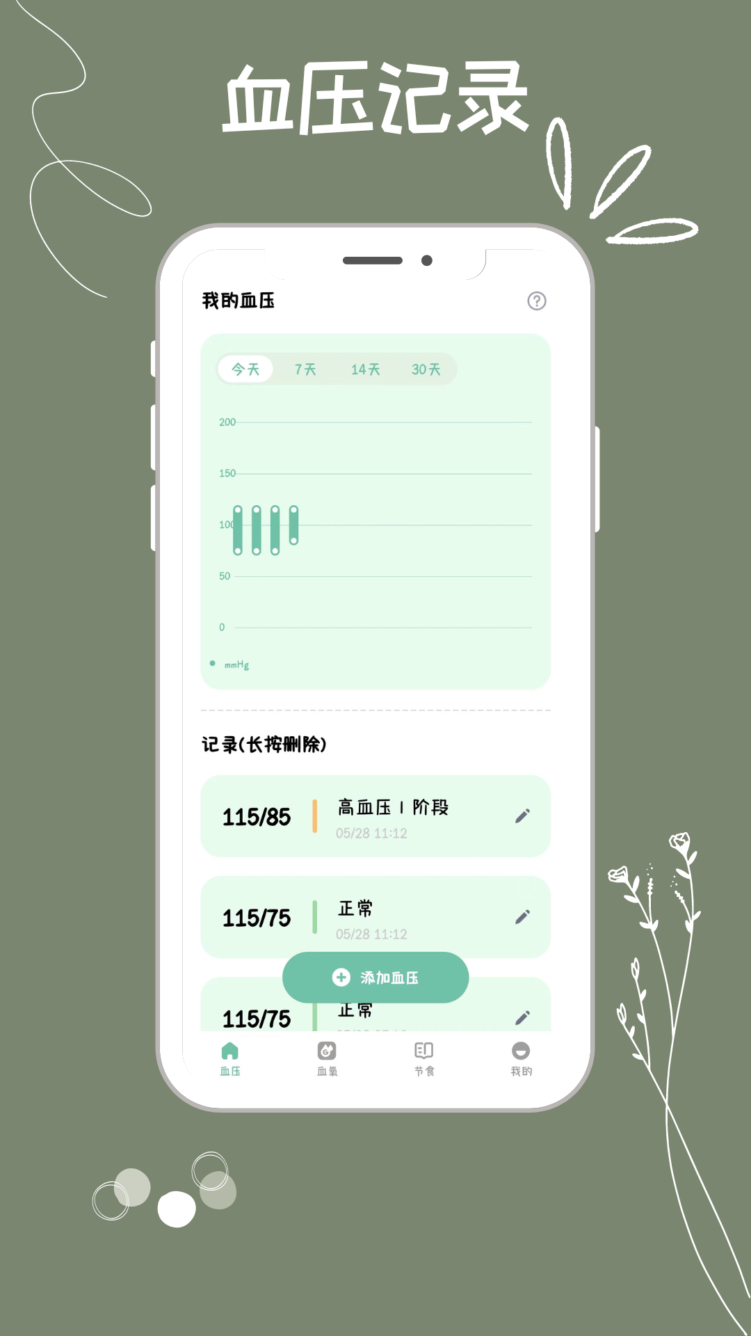 血压血糖检测助手 安卓版 主界面截图