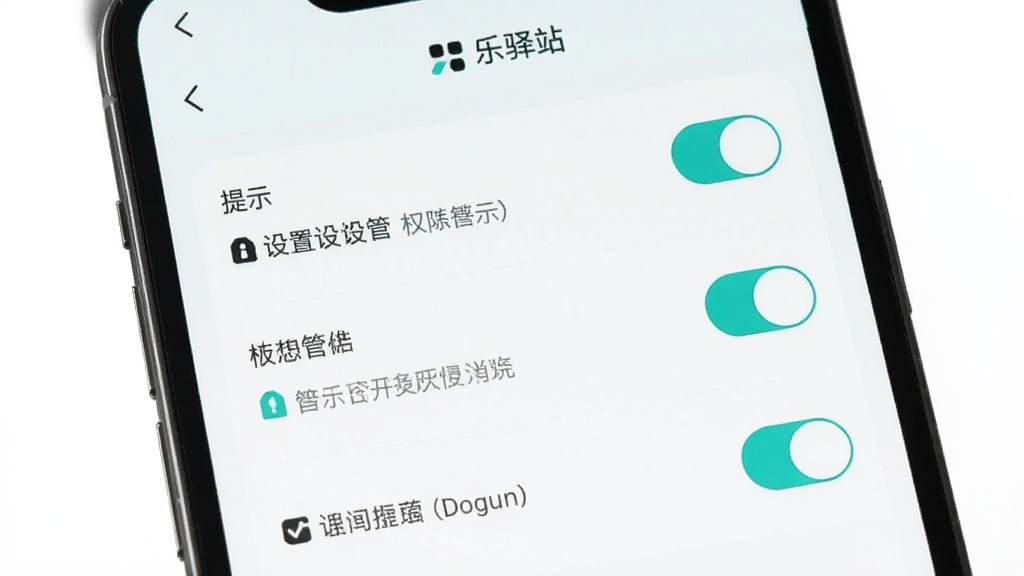 主体为手机屏幕展示设置与权限管理界面,布局为纵向列表式排版,排版为标题加多行开关选项,风格为清爽浅色系UI设计,细节包含蓝绿色开关按钮、权限图标、提示文字与