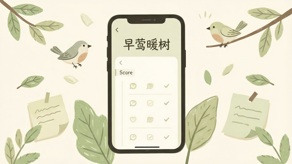 ����������һ�������ֻ�����Ļ����ʾ����ǳɫ��¼���棬��������Ϊ����ݺů�������ֻ���Χ�����ֻ������Ҷ��С��ͱ�ǩֽԪ�أ����������͵��װ���ǳ��ɫ������ƽ�廭��񣬲��־��жԳƣ�ϸ�ڸɾ��������������޶���װ��Ԫ��