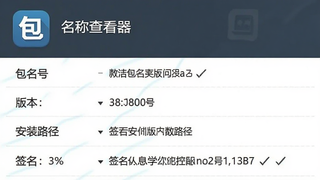 һ��չʾ�����鿴��Ӧ������ҳ���ͼƬ��ҳ���������г��������汾�š���װ·����ǩ����Ϣ���ֶΣ�ÿ���ֶ����Ϊ��ǩ���ƣ��Ҳ�Ϊ������ֵ������������·������֣�������ʾӦ��ͼ������ƣ�������Ϊ��Լ����磬���������ɾ�