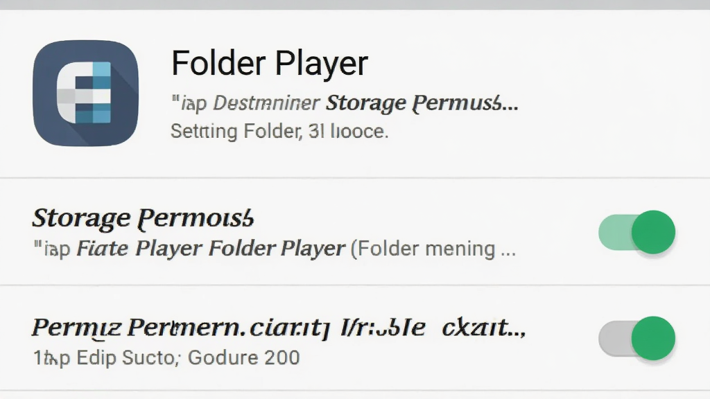 һ��չʾ Folder Player ���ֻ�������Ȩ����������ʾ��ͼ������Ϊ��׿ϵͳ����ҳ�棬��ʾ�洢Ȩ�޿��ش��ڿ���״̬���Ա��� Folder Player Ӧ��ͼ����������֣�����Ϊ�б�ʽ��������Ϊԭ����׿���ý��棬ϸ�ڰ���Ȩ��˵�����ֺͿ��ظ���״̬�������������ɾ����޶���Ԫ��