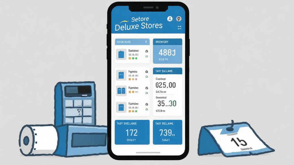 һ��չʾ Deluxe Stores ����������Ĳ�Ʒʾ��ͼ������������һ̨���������ֻ�����Ļ�ϳ��ֵ��̹����Ǳ��̣�������Ʒ�б���������ֺ͵���Ӫҵ�Ƭ���ֻ�����ڷ�С������ֽ���ͼ�ǩ������Ϊǳ��ɫ��ɫ��������ñ�ƽ���廭��������ɾ���ɫ��������Ϊ����������������������ɾ��޶���Ԫ��