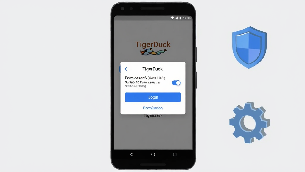 ����������һ����׿�ֻ�����Ļ��ʾ��TigerDuck����¼ҳ����Ȩ�����õ������ֻ��Ҳ�Ư��һ������ͼ����һ������ͼ�꣬����Ϊ�ֻ����С�ͼ������Ҳ����£����Ϊ����ƽ�Ƽ��廭��ϸ�ڰ�����ɫ��¼��ť��Ȩ�޿��ء�ǳ�ұ��������ʸ���ɾ����޶���Ԫ��