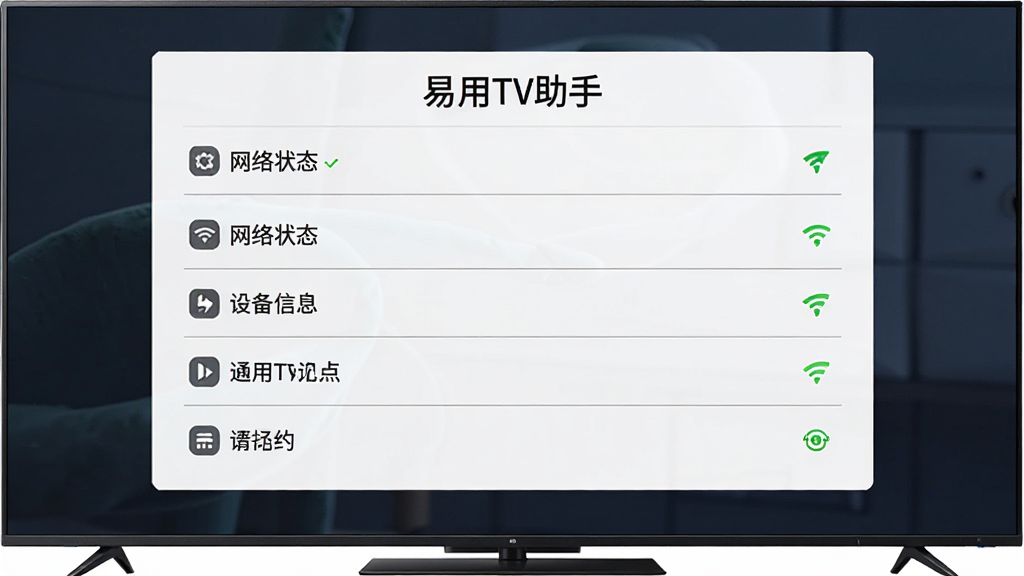����չʾ������Ļ��ʾ�����豸��Ϣ��壬�����⺬������TV���֡���������������б���ʽ��������״̬���豸��Ϣ��Ŀ������Ϊ���Ӿ��С����ռ��Ļ��Ҫ���򣬷���ִ���Լ��ϸ�ڰ����б��ָ�����״̬ͼ�꣬�������������������ɾ�