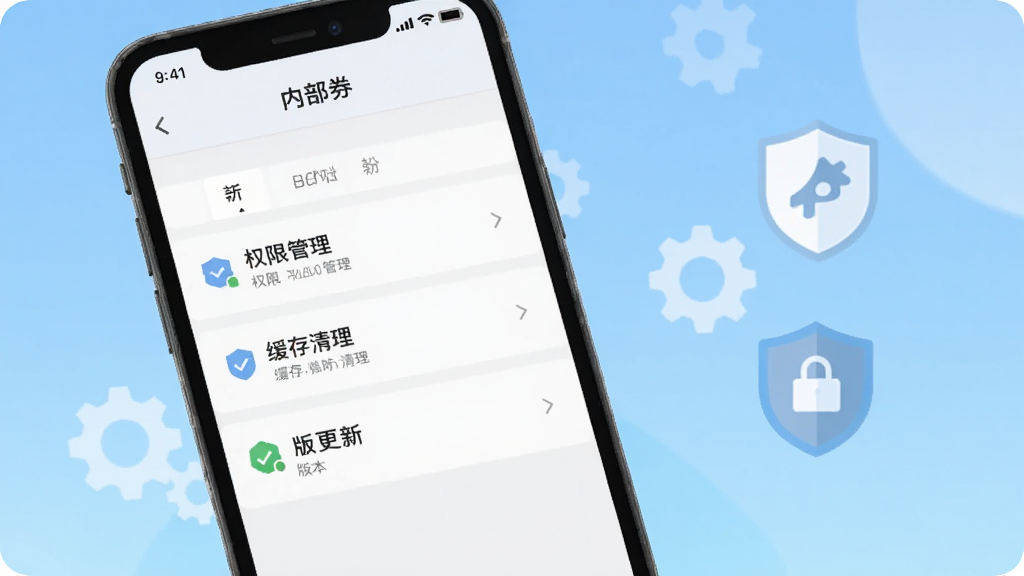 �ֻ���Ļչʾ���ڲ�ȯ��Ӧ������ҳ�棬ҳ���а���Ȩ�޹����������������汾���µ�ѡ���б����Ա��г���ͼ��Ͷ���ͼ����Ϊװ�Σ�����Ϊǳ��ɫ���䣬���Ϊ����ƽ����ƣ���������������ɾ�������Ԫ��