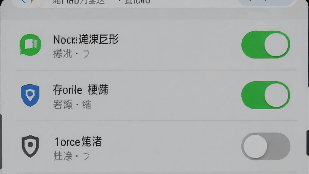 手机屏幕展示权限管理界面,通知权限和存储权限开关处于开启状态,定位权限处于关闭状态,背景为手机系统设置页面,风格为移动端操作指引截图,细节包含开关高亮和权限图标,画质清晰干净无多余元素