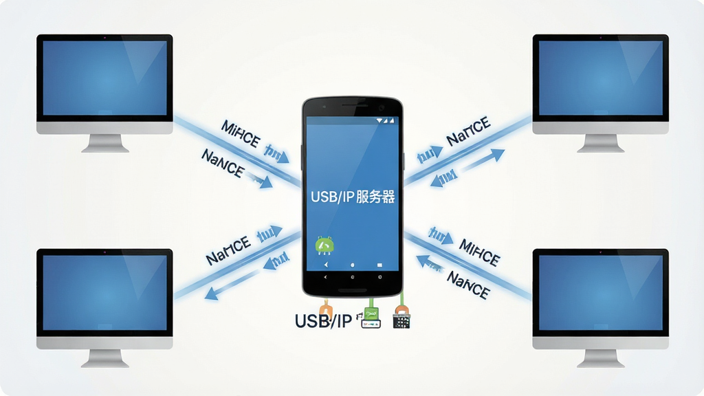 һ�����豸��������ͼ��������һ����׿�ֻ���ע��USB/IP ������������Χ����̨����ͨ���������ӵ��ֻ��������ϴ�����������Ч��������Ϊǳɫ���䣬��������࣬���ַ���״��ϸ����������ʸɾ����޶���Ԫ��