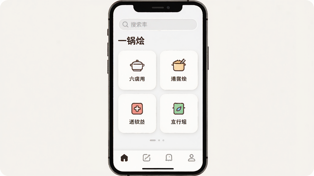 一张手机界面截图风格插画,屏幕内显示