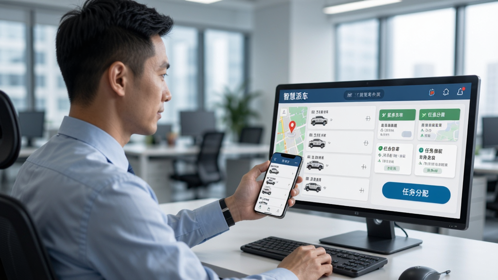 ��������Ϊһ������Ա���ڰ칫��ǰʹ���ֻ������ɳ����棬��Ļ����ʾ�����б���������䰴ť������Ϊ�ִ����칫�һ����������������ƫ�󣬷��дʵ����ϸ�ڰ�����ͼ��λԪ��������Ƭ�����������ɾ���ͼƬ�����ֱ�ע���ǻ��ɳ���