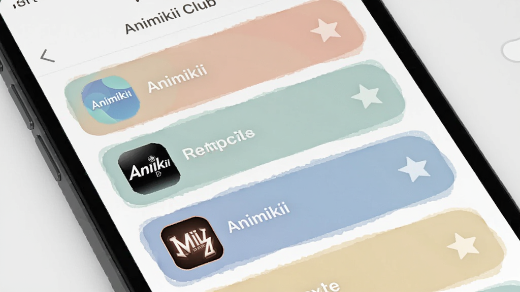 �ֻ�������д����Ļ��ʾ Animikii Club ���ղ��б�ҳ�棬�б����ж����̨Ƶ����Ŀ��ÿ�������Ǳ�ͼ�꣬�������Բ�ǿ�Ƭ��ƣ���ɫ��ͣ������ɾ��������������޶�������Ԫ��