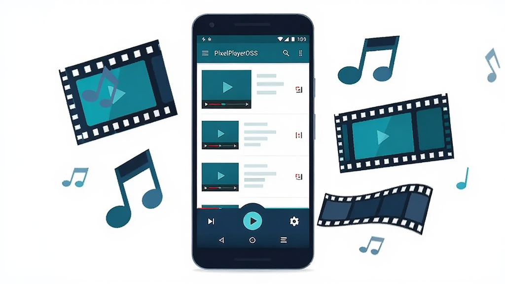 �����������һ����׿�ֻ����ֻ���Ļ��ʾ PixelPlayerOSS �����������棬���������Ƶ�б������Ű�ť������ͼ�꣬�ֻ���Χ���ƽ�Ƭ����������Ļ����ý��Ԫ�أ�������ñ�ƽ���Ƽ������ɫ������������Ϊ����ϸ�ڸɾ����䣬������������ͼ���У���������޶���װ��