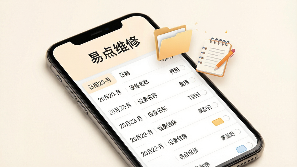 һ�ű��֡��׵�ά�ޡ�ά�޼�¼���ܵĻ��棬�ֻ���Ļ��ʾά�޼�¼�б����������ڡ��豸���ơ����õ���Ŀ����Ļ�Ϸ��С��׵�ά�ޡ����֣��Ա�Ư���ļ�������±�ͼ�꣬����Ϊů��ɫ�����������࣬����Լ����ϸ�����������ʸɾ����壬�޶���Ԫ��