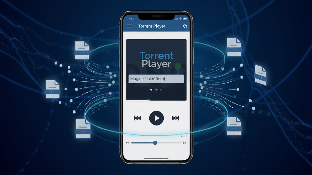 һ��չʾ�ֻ���Ļ�ĿƼ����ͼƬ������������һ�����������ֻ�����Ļ����ʾTorrent PlayerӦ�õĲ��Ž��棬�����а���������������򡢲��ſ��ư�ť����������ֻ���Χ�����Ŵ����������Ĺ��������������ļ�ͼ�꣬����Ϊ����ɫ���䣬������ɾ��ִ��������������޶���Ԫ��