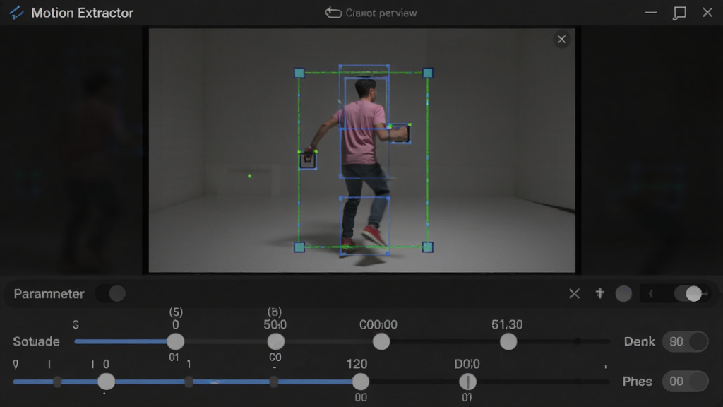 ����Ϊ Motion Extractor ʵʱԤ�����棬�������˶��������׷�ٿ��·�Ϊ�������ڻ��飻����Ϊ���½ṹ���Ϸ�Ԥ�����·����������Ű���գ����Ϊ��ɫ�����������棻ϸ�ڰ�������̶ȡ���ֵ��ǩ��Ԥ�����أ������������ɾ����޶���Ԫ��