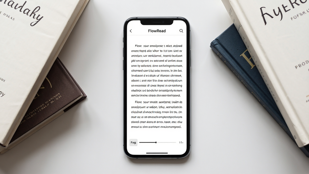 һ��չʾ FlowRead ����������ֻ���Ļ��д�����������Ǹɾ����Ķ�ҳ�棬��ɫ�������ɫ���֣������м��ı��������ײ��з�ҳ���������ֻ��Ա�ɢ���ż���ʵ���飬���岼�־��жԳƣ�������¼�Լ��ϸ�ڰ�����͵���Ȼ�����΢��Ӱ�����ʸ���ɾ����޶���Ԫ��