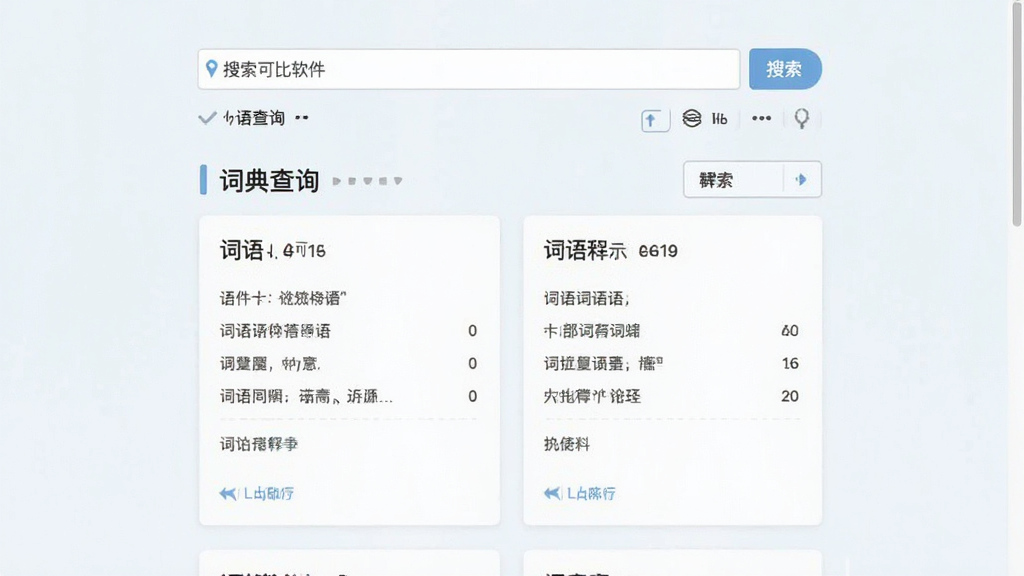 汉语可比软件主界面截图,居中展示词典查询页面,包含搜索框与词语释义卡片,布局清晰,浅色背景,简洁风格,文字清晰可读,画质干净,无多余元素