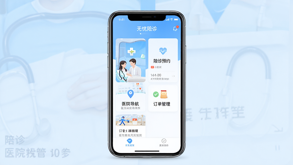 һ���ֻ�Ӧ�ý���չʾͼ������������һ�����������ֻ�����Ļ����ʾ���������Ӧ����ҳ����������ԤԼ��ҽԺ����������������ģ�飬����Ϊ�ɾ���ǳ��ɫ���䣬������ִ���ϸ�����������ʸ��壬�ɾ��޶���Ԫ��
