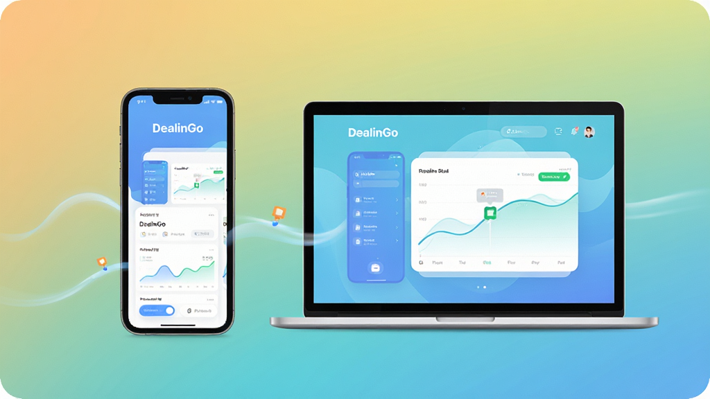 DealinGo������������չʾͼ������Ϊ�ֻ������˫�˲���չʾ����Ļ�ھ�����DealinGo�����棬����Ϊ��ɫ���䣬ͻ������������Ӿ����ܣ�������Բ�ǣ�ϸ�����������ʸɾ����޶���Ԫ��