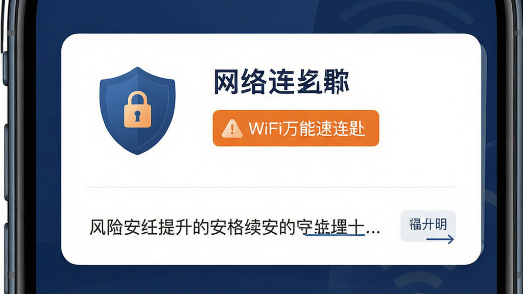 ����Ϊ�ֻ���Ļ��ʾWiFi���������׵İ�ȫ��ʾ���棬����ͼ������յȼ���ǩ����չʾ������Ϊ��Ƭʽ��Ϣ���֣��Ϸ�Ϊ�������ƣ��·�Ϊ��ȫ�������֣����Ϊ���ؿɿ��İ�ȫ��UI��ƣ��������ɫ��ʾ���䣻ϸ�ڰ�������ͼ�ꡢ��̾�ű�ǡ���ϸ˵����ڣ����ʸɾ��������޶���Ԫ��
