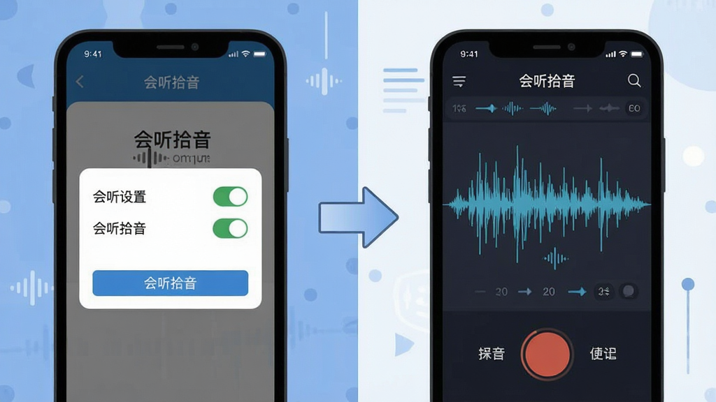 һ����Ϣͼ���Ļ��棬���չʾ�ֻ���װ������ʰ����ʱ����Ȩ�����ý��棬�Ҳ�չʾ¼�������������еĽ��棬�м��ü�ͷ���ӱ�ʾ�������̣����岼�����ҶԳƣ����Ϊ��ƽ����Ϣͼ��ϸ��ͻ��Ȩ�޿����벨�ζԱȣ������б�ע�������ơ�����ʰ��������������������ɾ����޶���Ԫ��