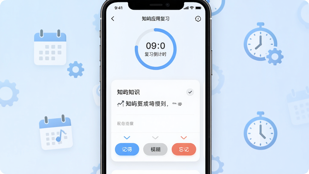 ����չʾ֪��Ӧ�ø�ϰ���棬�ֻ���Ļ������ʾһ��֪ʶ��Ƭ���·��С��ǵá���ģ���������ǡ�����������ť����Ļ�Ϸ��н��Ȼ��͸�ϰ����ʱ������Ϊ����ɫ���䣬��׺������ʱ��ͼ�ꣻ�����ˬ��࣬����ϸ��ɾ�