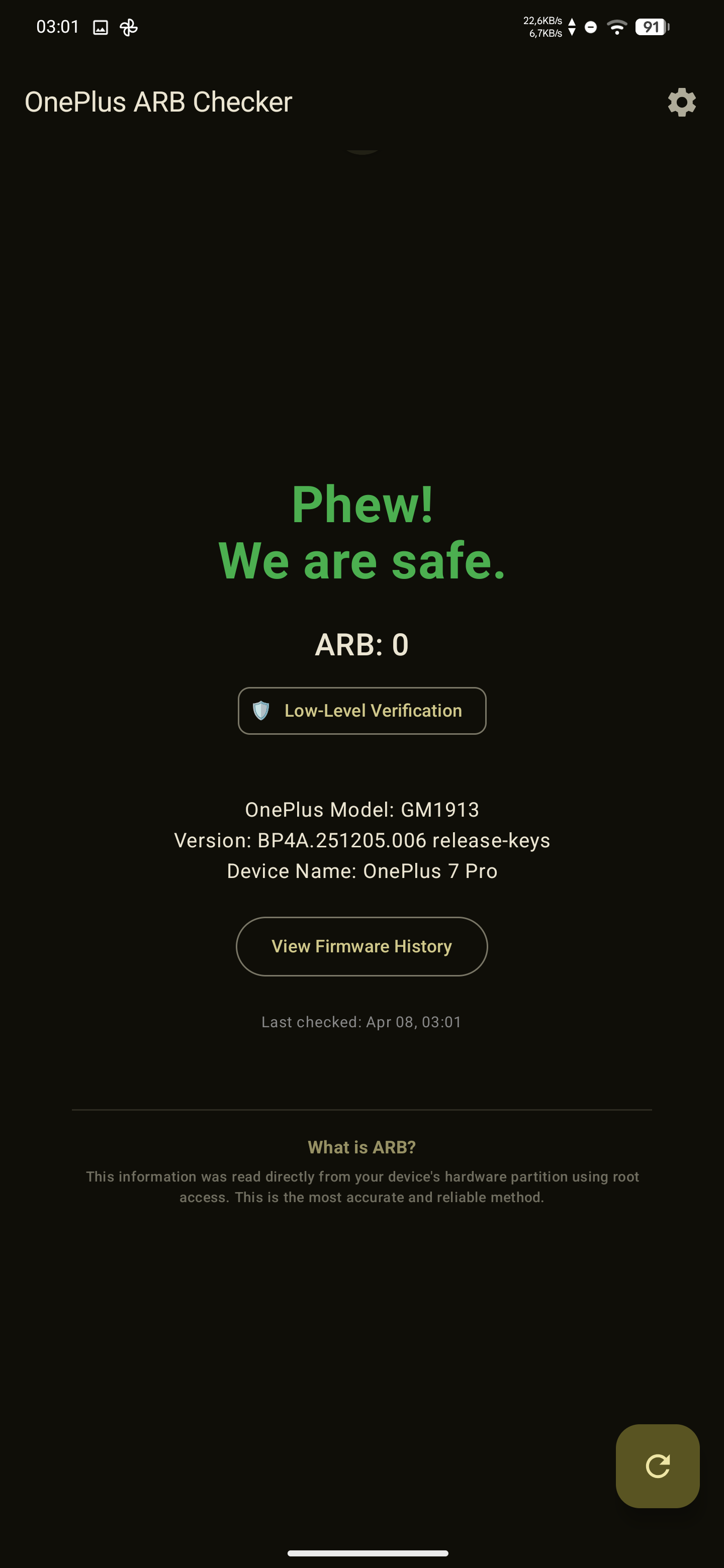 һ�ӷ��ع������(OnePlus ARB Checker)��ͼ