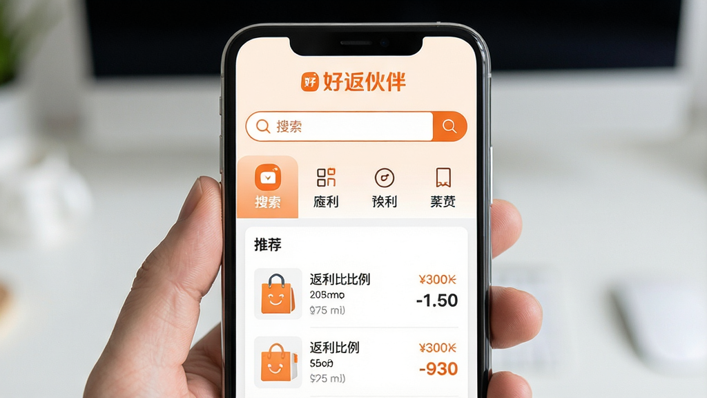 һ�������ֻ���Ļչʾ�÷���������棬���沼��������������ʾ���÷���顱Ʒ�Ʊ�ʶ���м�Ϊ�������ͼ��ʽ������ڣ��·�Ϊ�Ƽ���Ʒ�뷵�������б��������������죬ɫ���Գ�ɫ�Ͱ�ɫΪ�������ʸɾ����޶���Ԫ�أ����ֱ�ע���÷���顱
