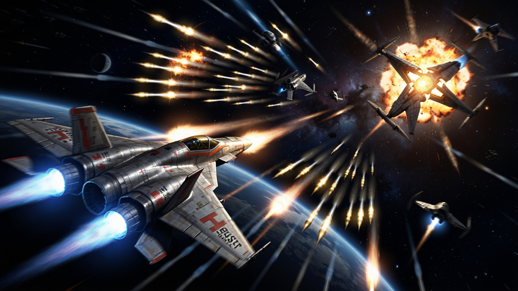 �������ж�(HellStar Squadron) ս�����棬ս�������ܼ���Ļ���л���ը��Ч��̫�ձ�������̬��Ч