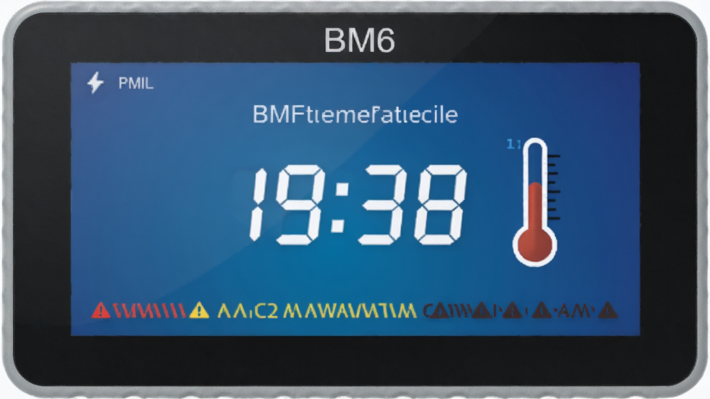 ����ΪBM6�¶ȼ�ؽ��棬��Ļ������ʾ�¶���ֵ���¶ȼ�ͼ�꣬����Ϊ��ɫ���䣬���־��У��Ű��࣬���дʵ��ϸ�����¶Ⱦ�ʾ�ߣ����ʸɾ����޶���Ԫ��