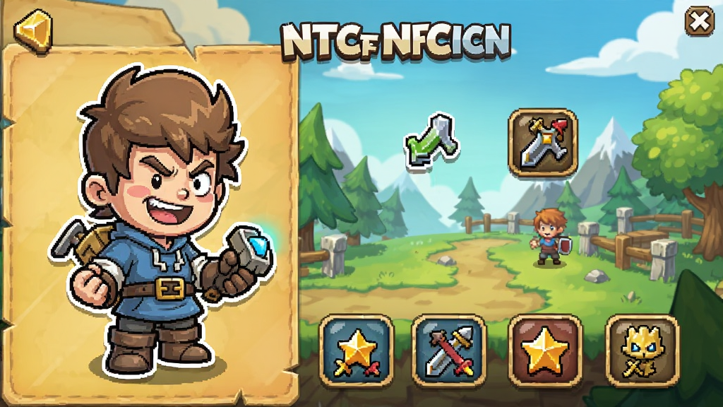 �Բ������Ǹ�NPC �������ͼ��չʾ��Ϸ���˵�����ɫ����ͱ���������������ͨ��Ц��ɫ������������RPGԪ��ͼ�꣬���沼���������ʺ���Ϊ��������ҳ��ͼ